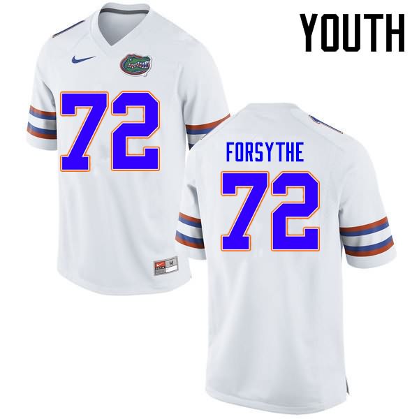 Youth NCAA Florida Gators Stone Forsythe #72 Stitched Authentic Nike White College Football Jersey IRA2265GR